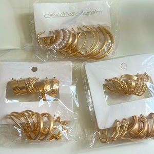 3 pack new gold earrings